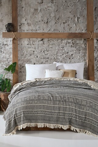 Cuvertura Double Pique, 220×240 cm, muselina din 100% bumbac, Etno, Viaden, antracit mezoni.ro