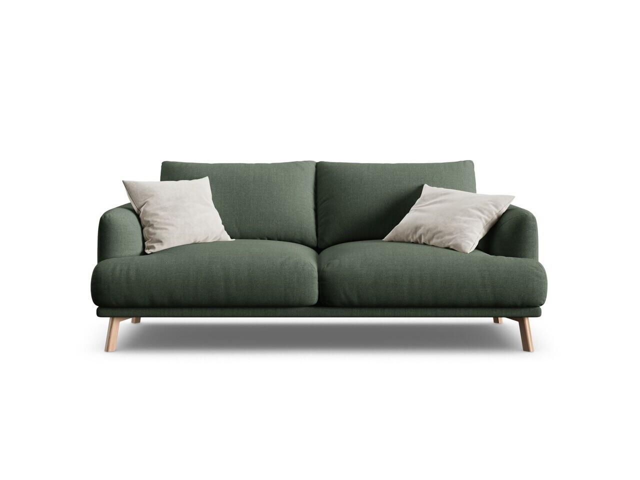 Canapea 2 locuri, Naomi, Micadoni Home, 170x95x75 cm, tesatura structurata, verde muschi