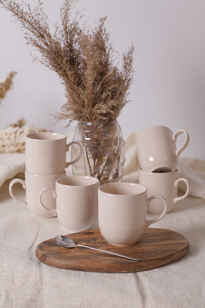 Set cani, Hermia, 275KRM2630, Dimensiune: 10 cm / 420 ml (6 bucăți), Crem — imaginea 2