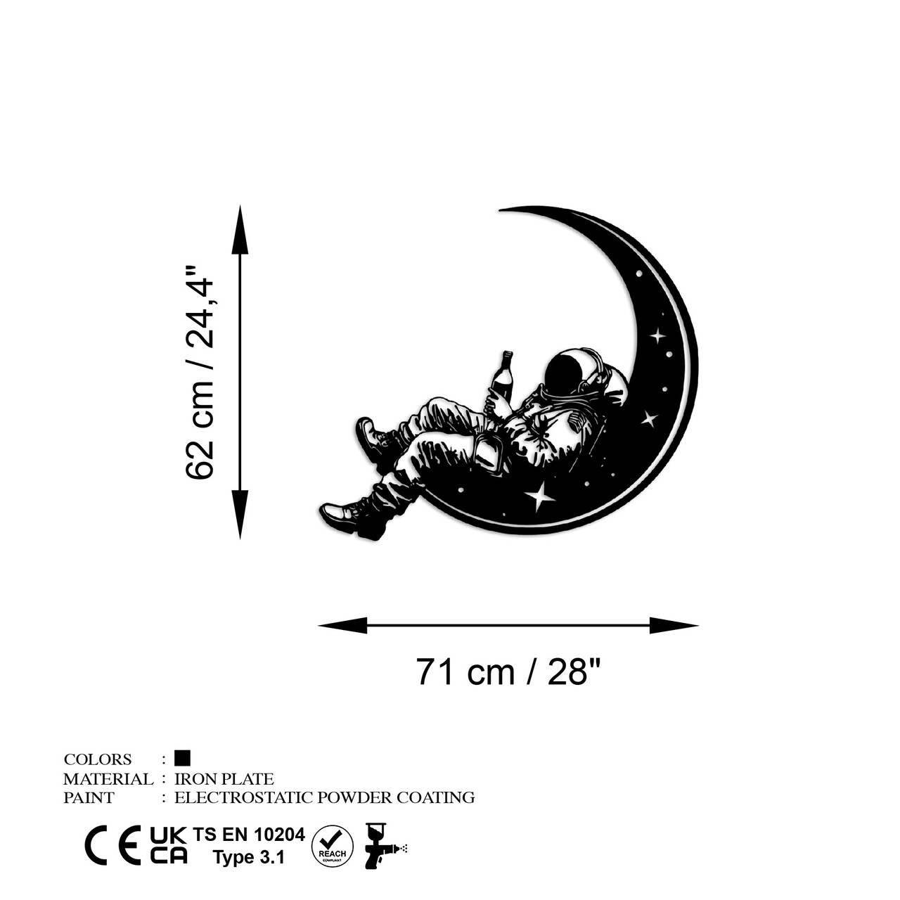 Decoratiune de perete, Space Boozer, Dimensiuni: 62 x 71 cm, Negru - view 7