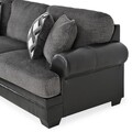 Canapea cu sezlong stanga, 4 perne, Vermont, L.311 x l.102/192 x H.102 cm, imitatie piele/stofa, negru/gri