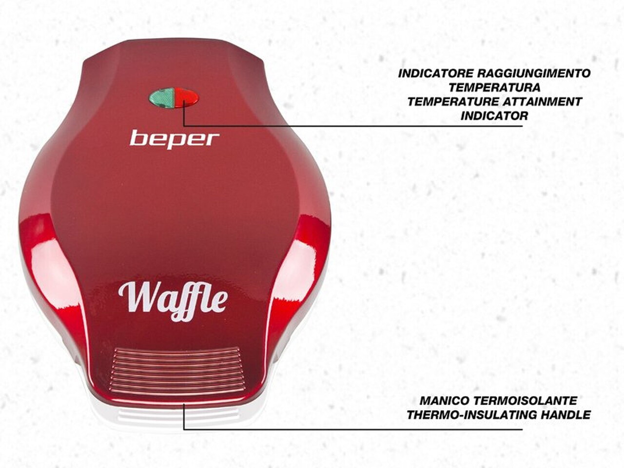 Aparat de facut vafe/gofre BT.603Y, Beper, 1000 W, capacitate de preparare 5 vafe in forma de inima - view 6
