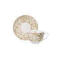 Set 2 cesti cu farfurie pentru ceai, Excalibur, Brandani, D15.5x7.5 cm, 170 ml, portelan New Bone China