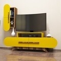 Comoda TV cu dulap Rose S, Hommy Craft, galben/maro