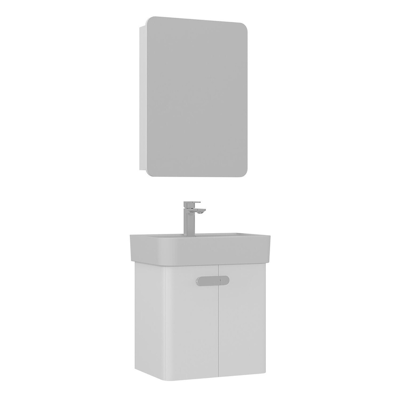 Set Dulap de Baie cu Chiuvetă și Oglindă (2 Piese), Hanah Home, Orbit 55, Alb — imaginea 9