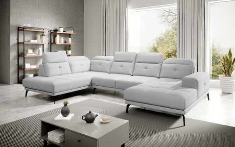 Coltar stanga 6 locuri ELTAP, LT-17SOF, Bretan, 350x205x107 cm, lemn/poliester, alb