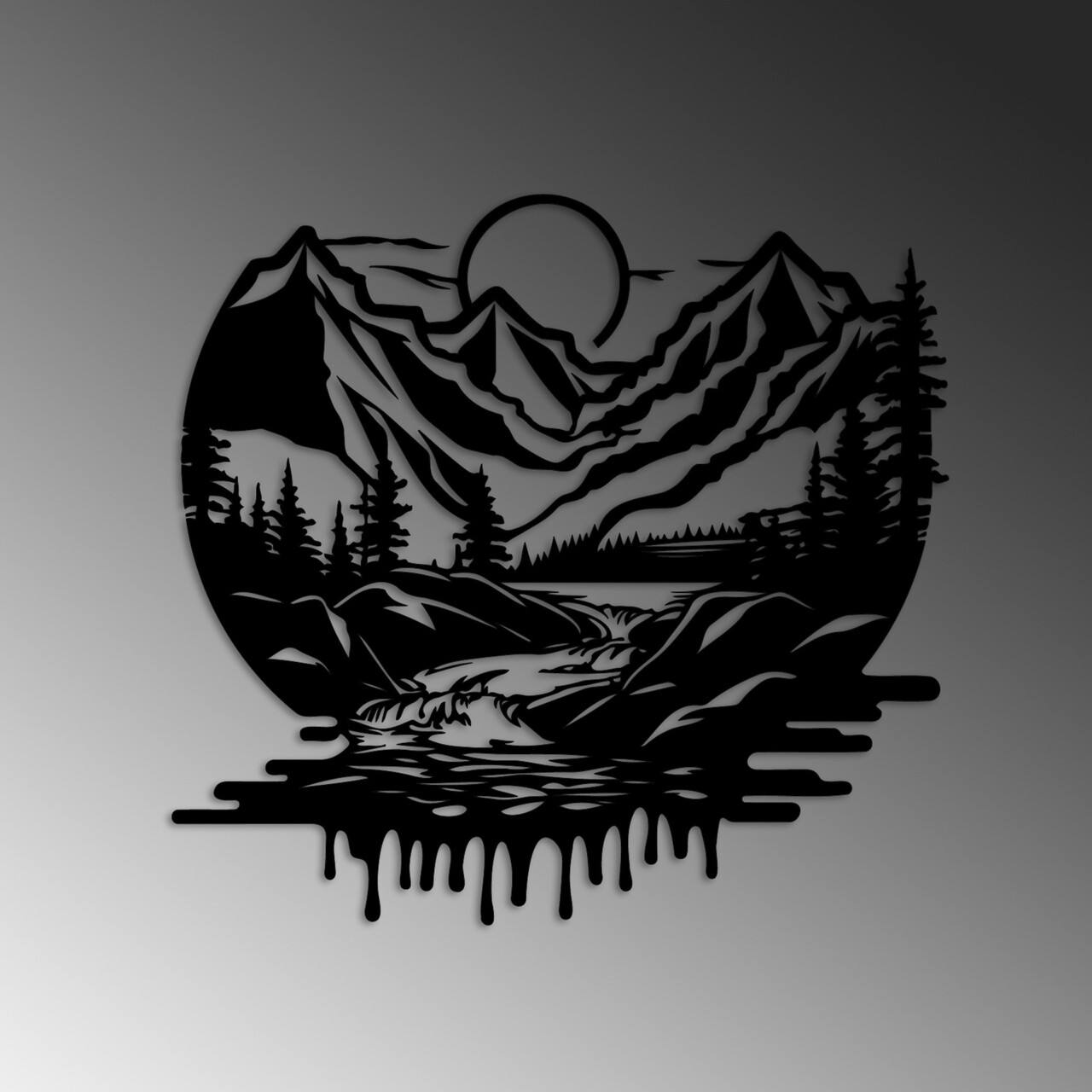Decoratiune de perete, Montain River, Dimensiuni: 51 x 54 cm, Negru - view 6