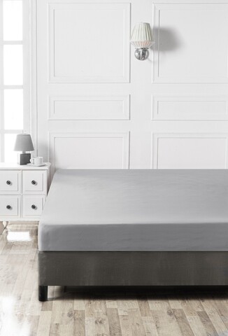 Cearceaf de pat cu elastic, 140×190 cm, 100% bumbac ranforce, Patik, Grey, gri