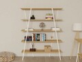 Set birou si biblioteca, Puqa Design, Dobra, 120x75x51 cm, PAL, Safir / Alb