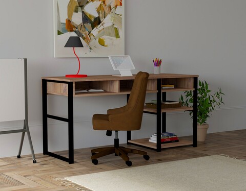 Birou emro, puqa design, 150x58.4x75.8 cm, pal, maro/negru