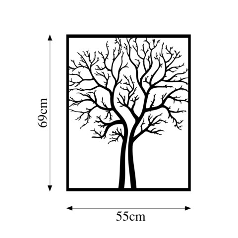 Decoratiune de perete, Tree, Metal, Dimensiune: 55 x 69 cm, Negru