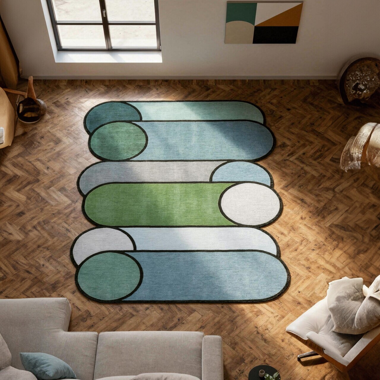 Covor, Fr406, 100x200 cm, Albastru — imaginea 2