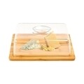 Platou servire branzeturi cu capac, Zokura, 24x19 cm, bambus/plastic