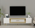 Comoda TV, Olivia, Dekolp3, Alb/Auriu