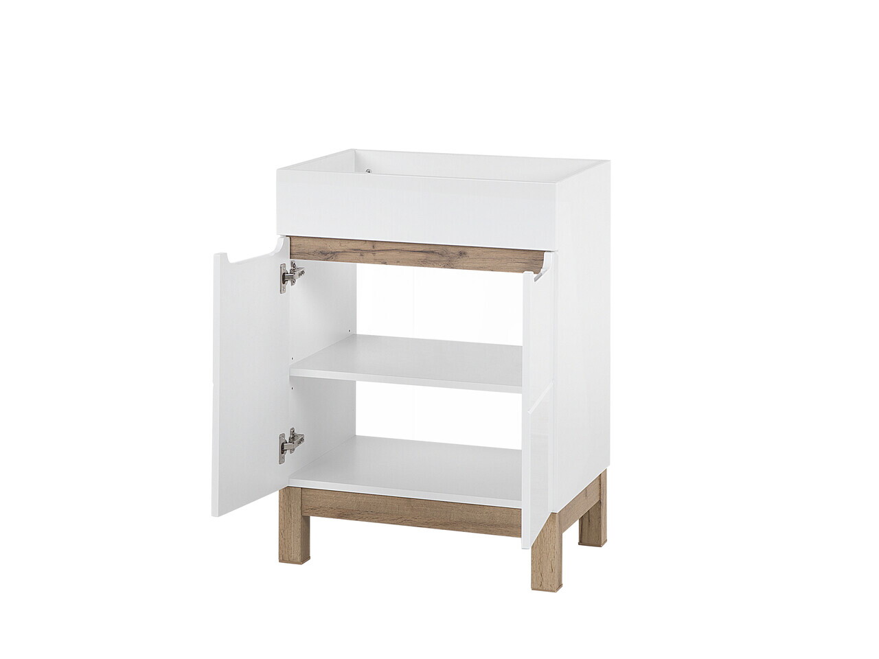 Set mobilier baie Bali White Lava 60 cm, dulapuri, masca cu lavoar si cabinet cu oglinda, Comad, MDF/PAL, alb - view 7