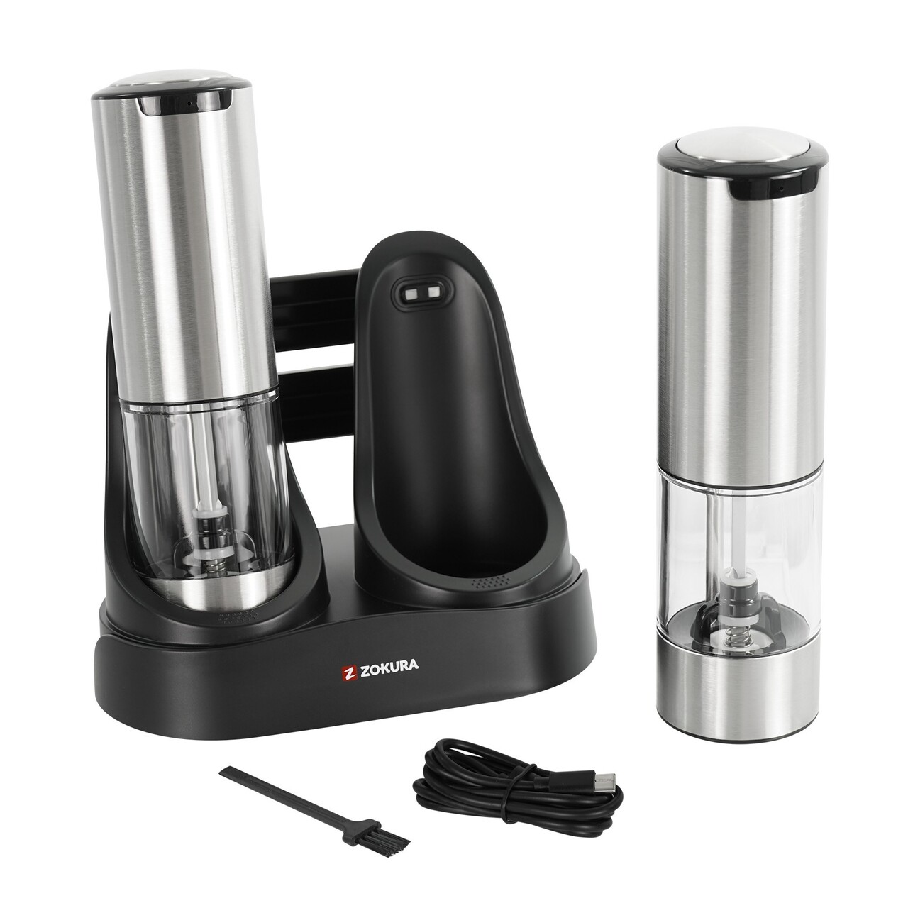 Set 2 rasnite electrice pentru sare si piper, cu baza de incarcare - Zokura - imagine 2