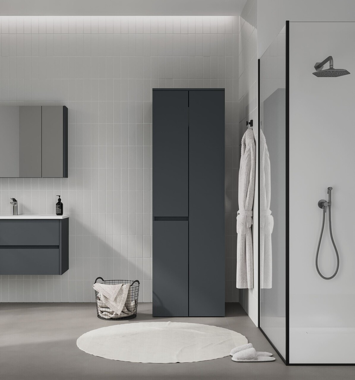 Dulap de baie, Hanah Home, Solis 60, Antracit mat — imaginea 2