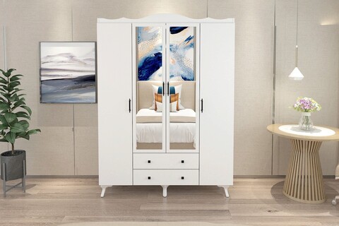 Dulap pentru haine, Glenevis, Lavinia 714, 140x188x50 cm, Alb 140x188x50 imagine 2022