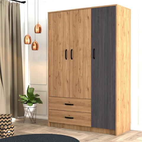 Dulap pentru haine, Mezza, Grande 3508, 120×181.8x48cm, Stejar / Gri 120x181.8x48cm imagine 2022