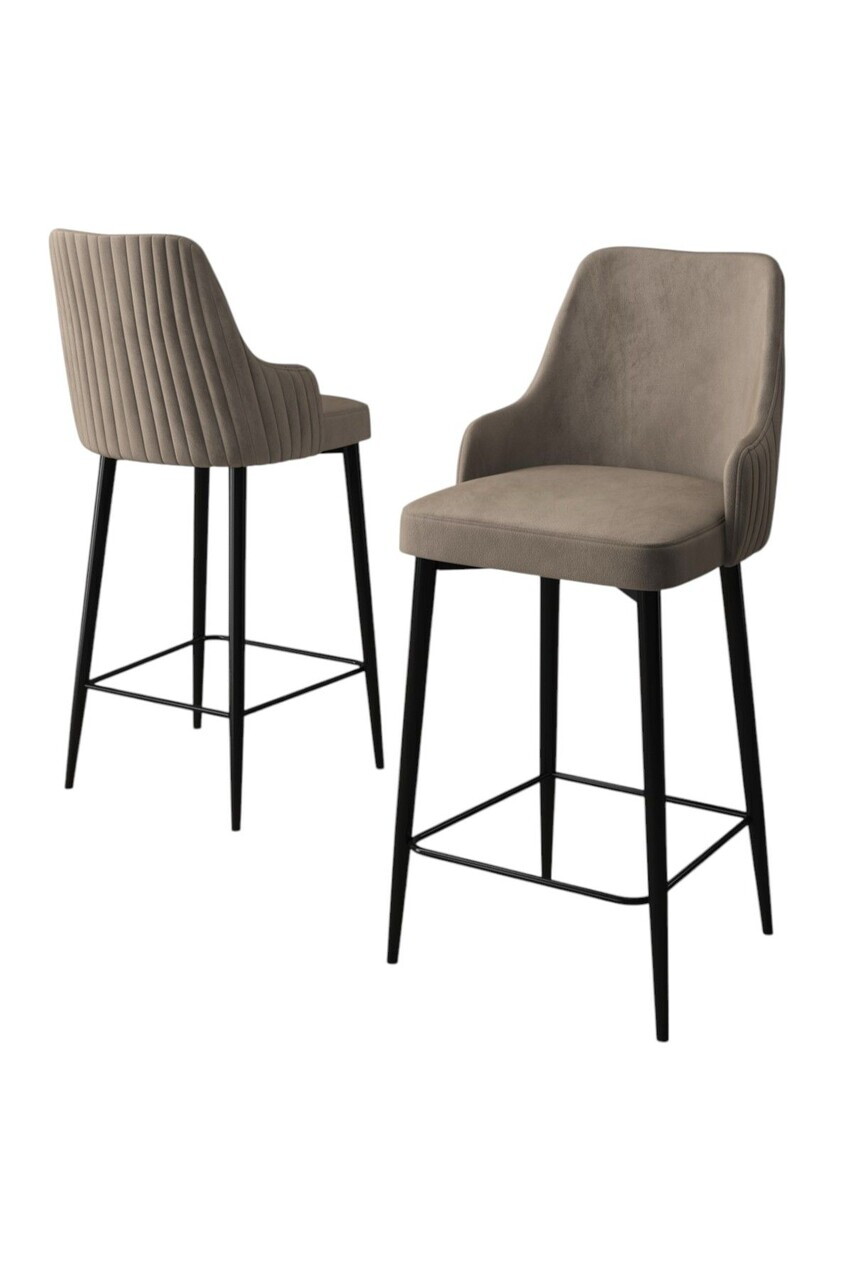 Set scaun de bar (2 bucăți), Hanah Home, Tera, Cappuccino / Negru — imaginea 2