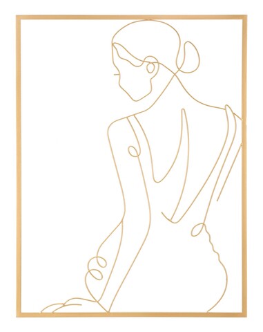 Decoratiune de perete 3d gold woman, mauro ferretti, 80 x 60 cm, fier, auriu