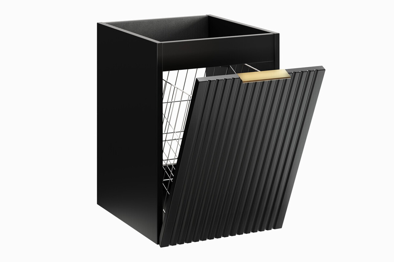 Set mobilier baie, dulap, cos de rufe integrat si lavoar, 140 cm , Adel Black, Comad, MDF/PAL laminat, negru mat/stejar wotan — imaginea 5