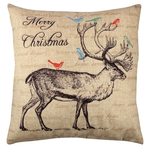 Perna decorativa Deer w text, Gravel, 43×43 cm, policoton, multicolor