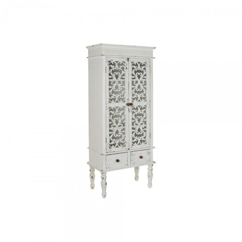 Vitrina, dkd home decor, 71 x 38x 171 cm, lemn de brad/sticla, alb