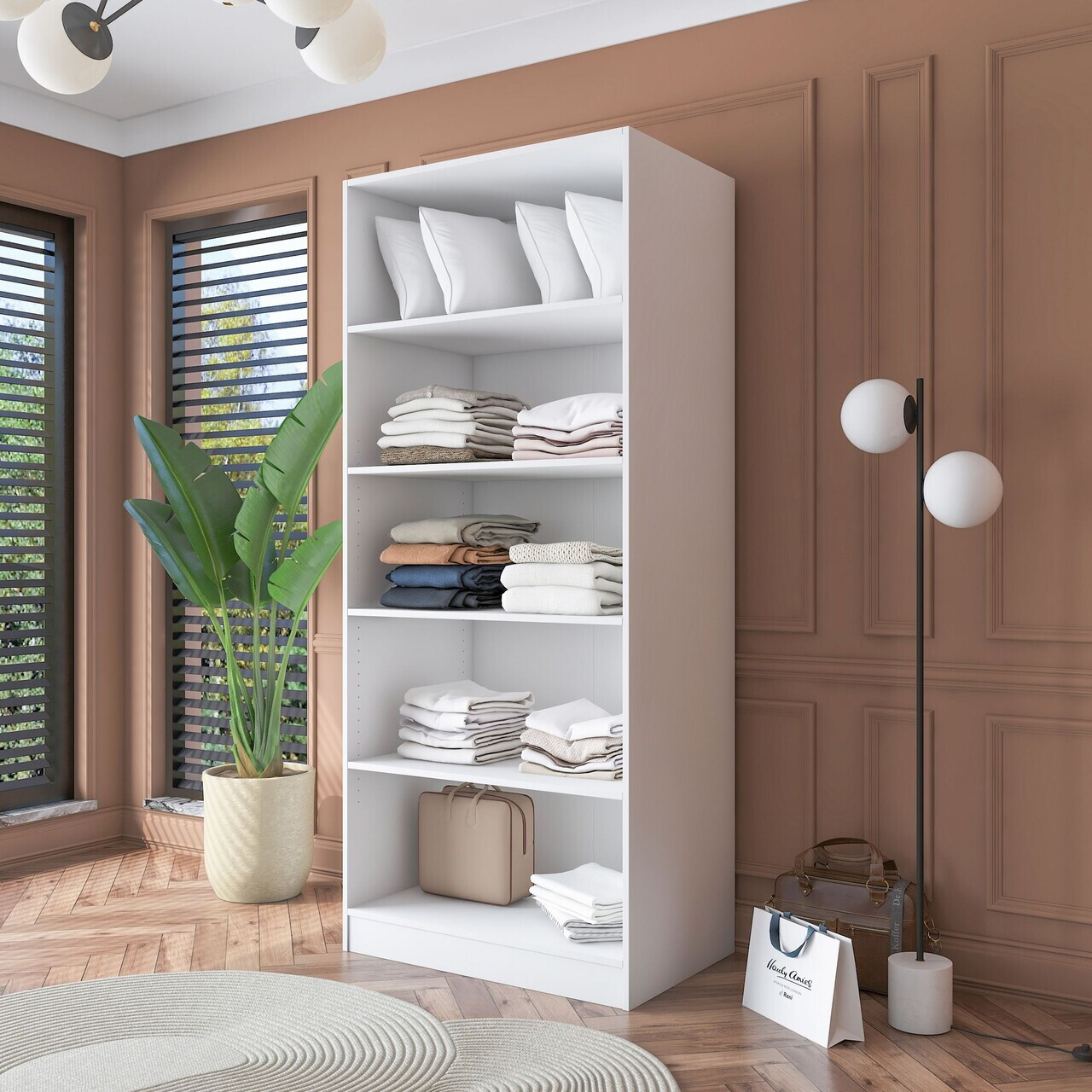 Dulap pentru haine, Hanah Home, BA180, 90x210x57.5 cm, PAL melaminat, Alb - view 6