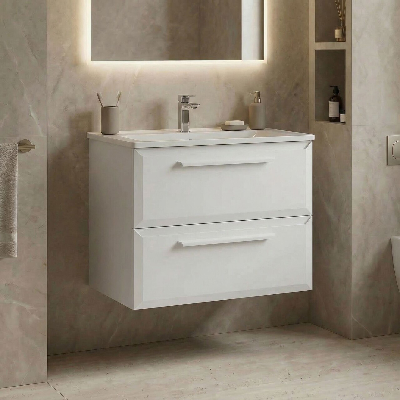 Dulap de baie cu chiuvetă, Hanah Home, Nuvola 65 v2, Alb — imaginea 2