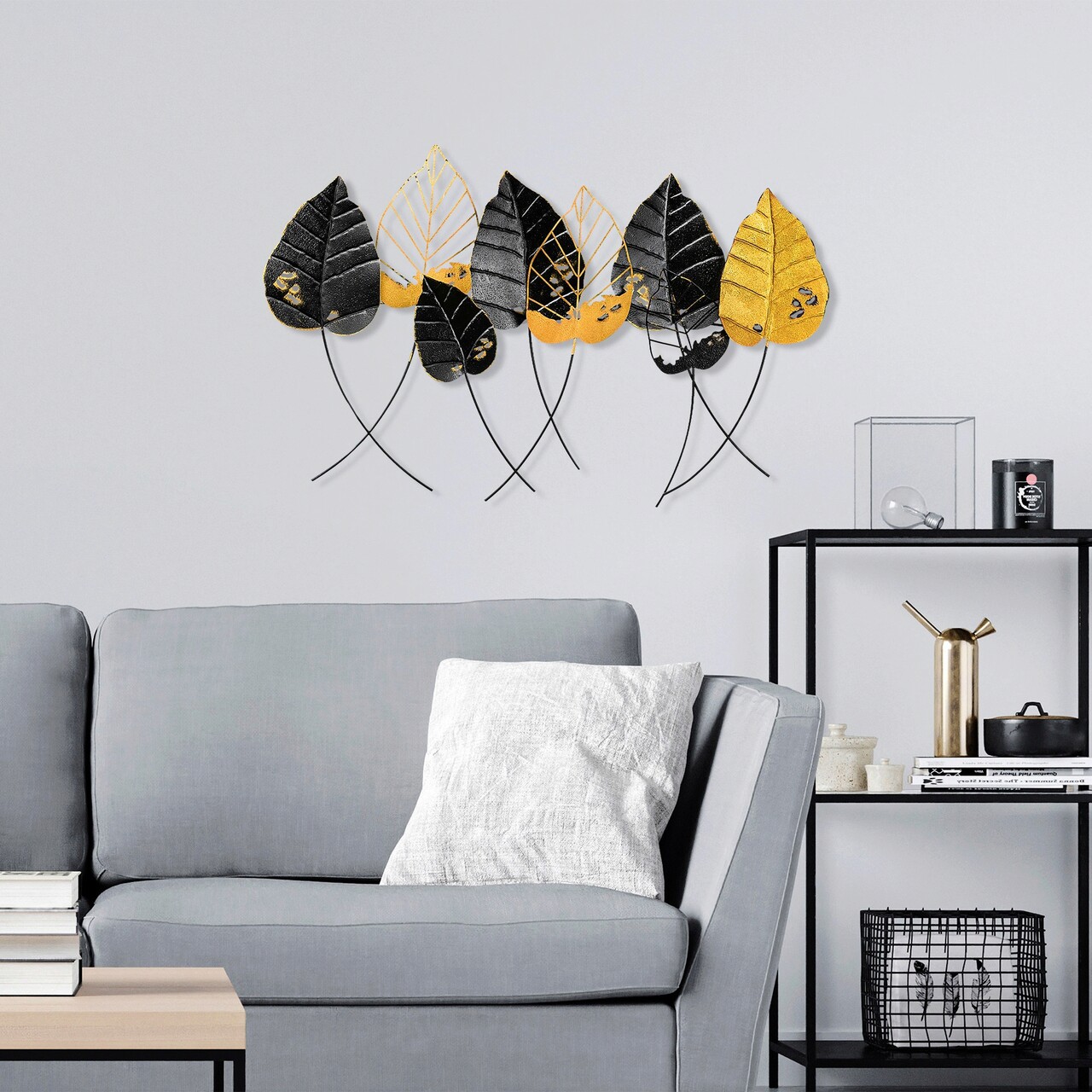 Decoratiune de perete, Casting Leaf, Metal, Dimensiune: 112 x 67 cm, Multicolor - 2 | YEO