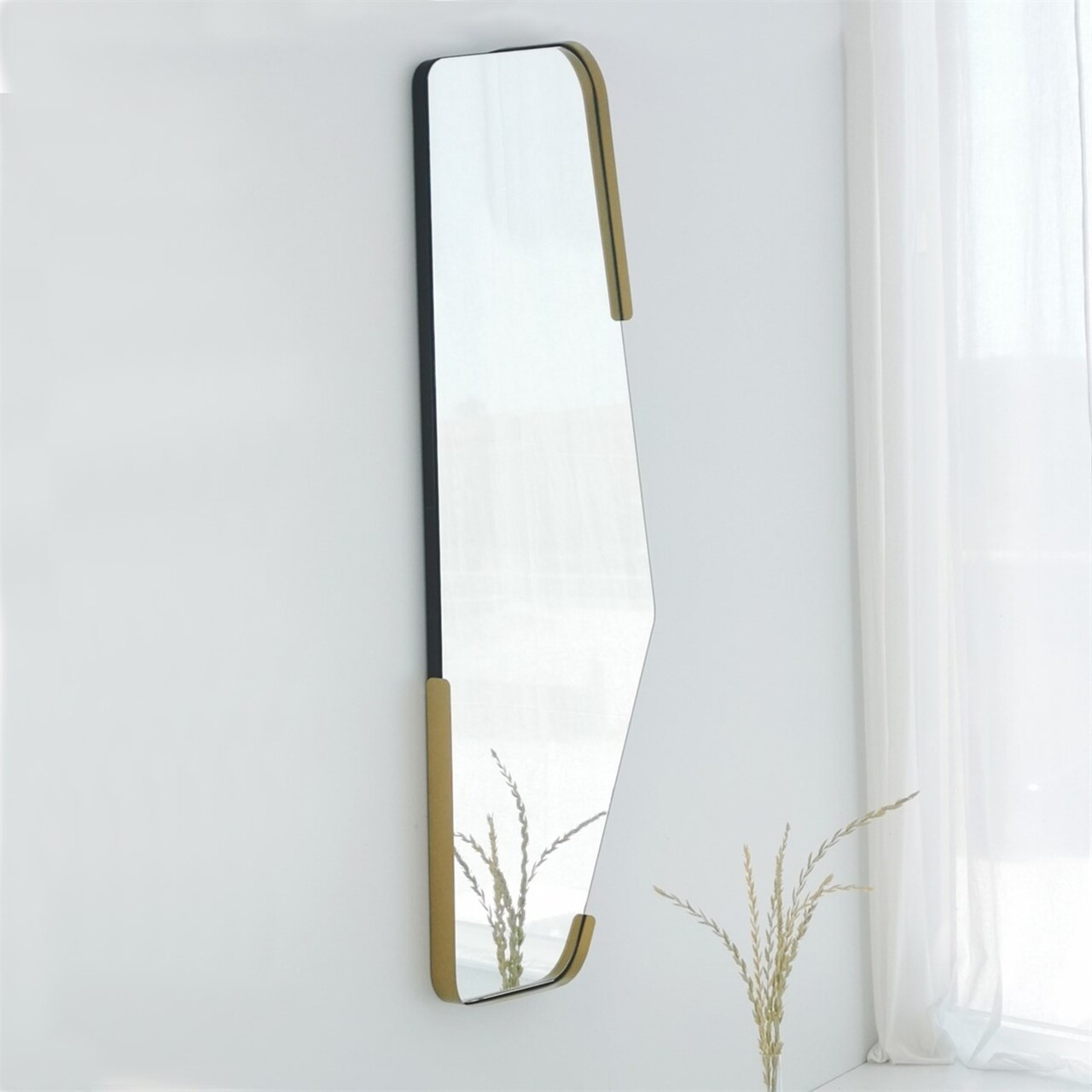 Oglinda decorativa, Neostill, Irregular, 60x120 cm, MDF , Negru - 1 | YEO