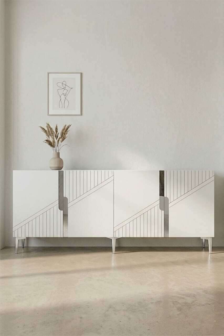 Consola, Hanah Home, Evva 150, 125x75x32 cm, Alb / Argintiu — imaginea 3