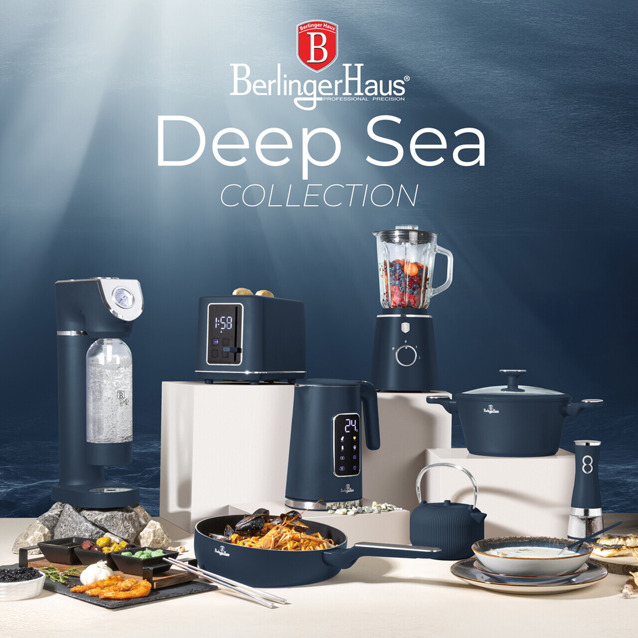 Set pentru gatit Berlinger Haus, Deep Sea, 10 piese, aluminiu, albastru mat/gri - imagine 15
