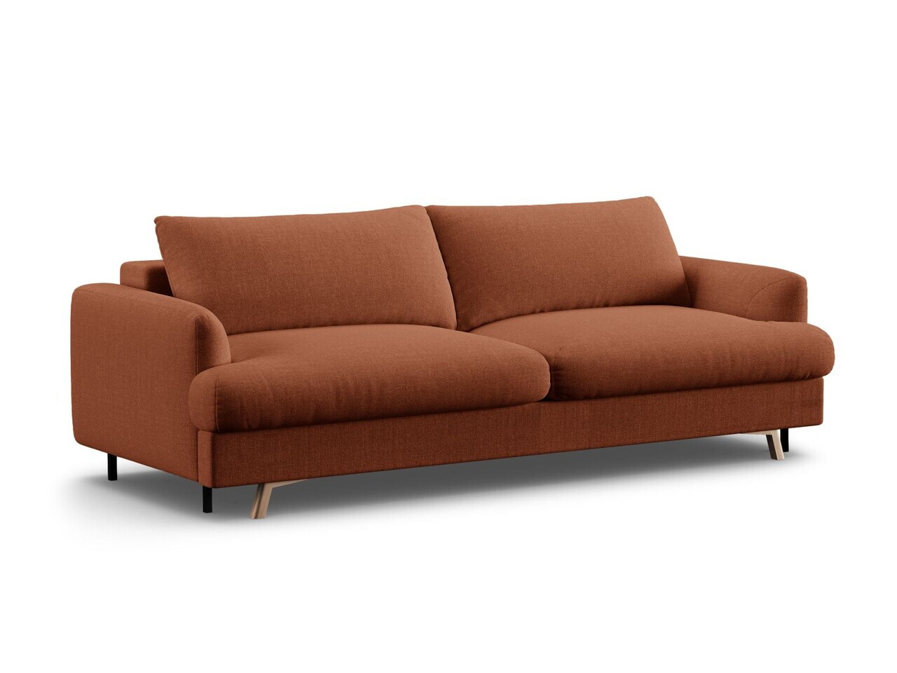 Canapea extensibila 3 locuri, Naomi, Micadoni Home, 233x110x95 cm, tesatura structurata, caramiziu — imaginea 4