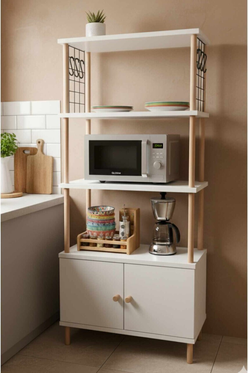 Dulap pentru bucatarie, Hanah Home, Pk09Pk, 60x140x30 cm, PAL, Alb — imaginea 3