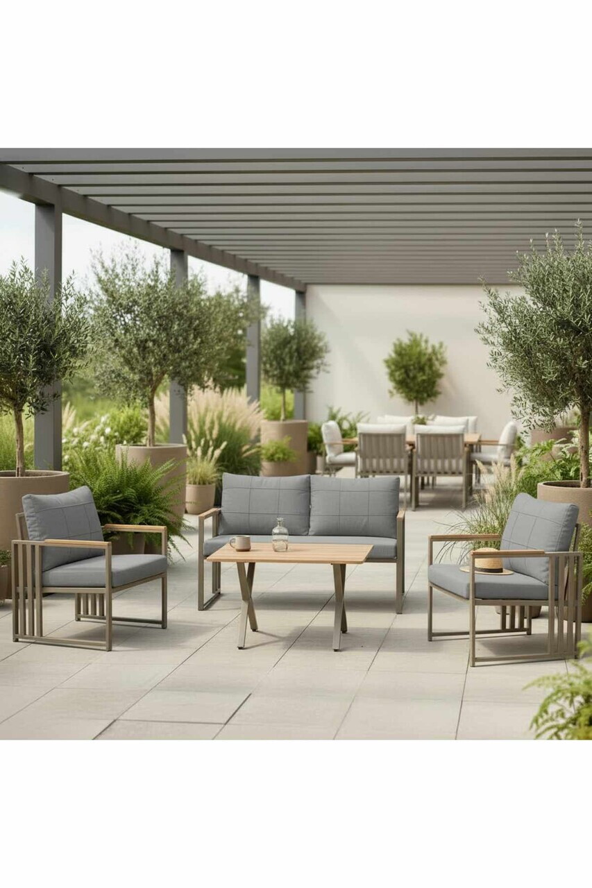Set mobilier de gradina Hanah Home Fatsa 2+1+1 Metal Gri