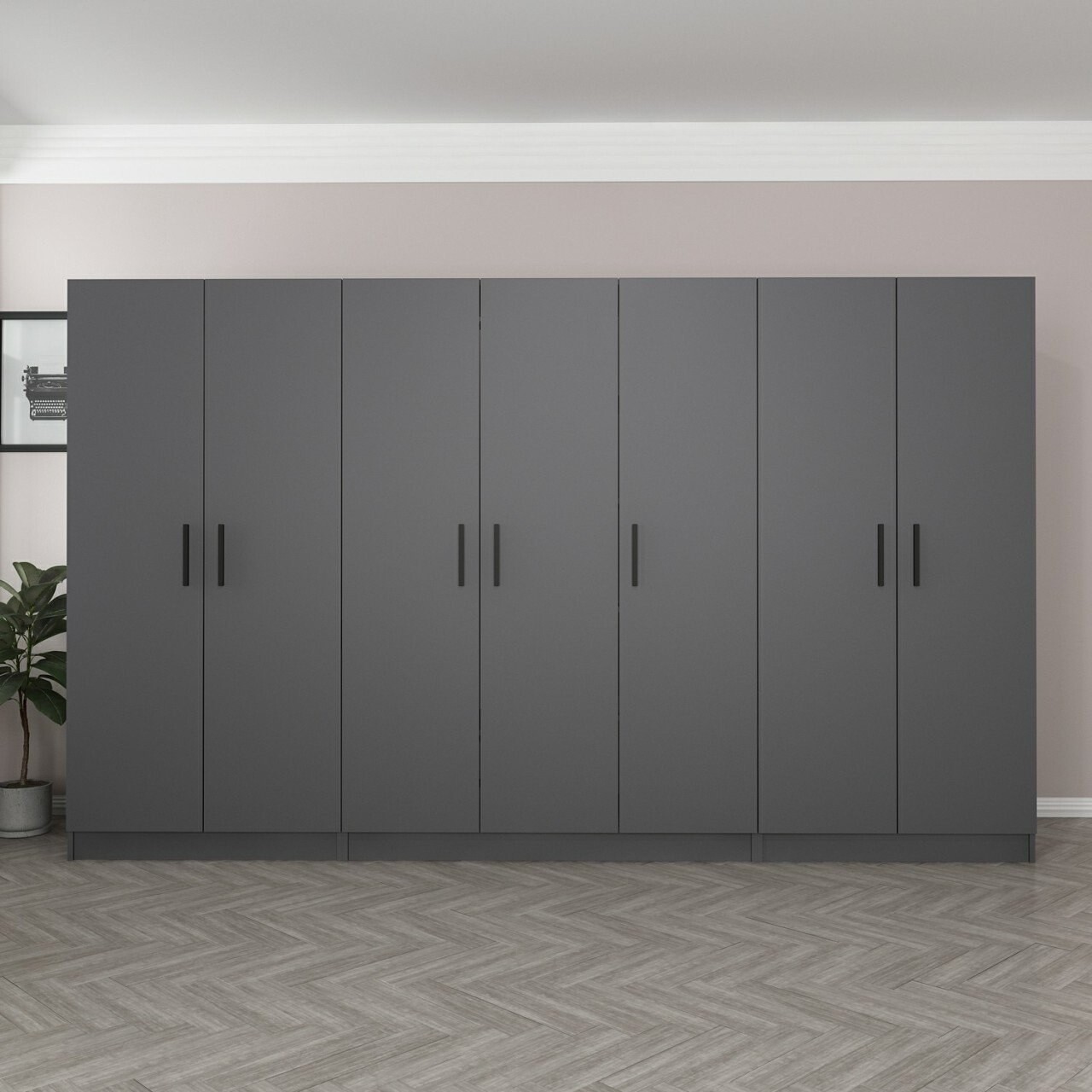 Dulap pentru haine, Minerva, Kale, 315x210x52 cm, PAL, Antracit - 2 | YEO