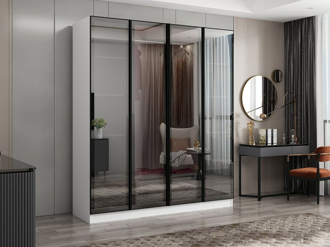 Dulap pentru haine, Hanah Home, Nisa, 180x210x52 cm, Alb — imaginea 3