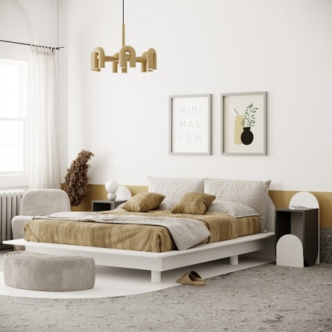 Noptiera Nun, Decortie, 32x32x71 cm, PAL melaminat, antracit/alb 32x32x71 imagine 2022
