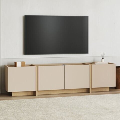Comoda TV, Nordure, Lowen, 180x46x35 cm, PAL, Nurcă / Stejar Safir