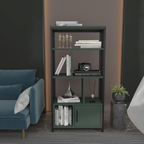 Corp biblioteca, Zena Home, Valero, 60x120x29.6 cm, PAL, Negru/Verde mezoni.ro