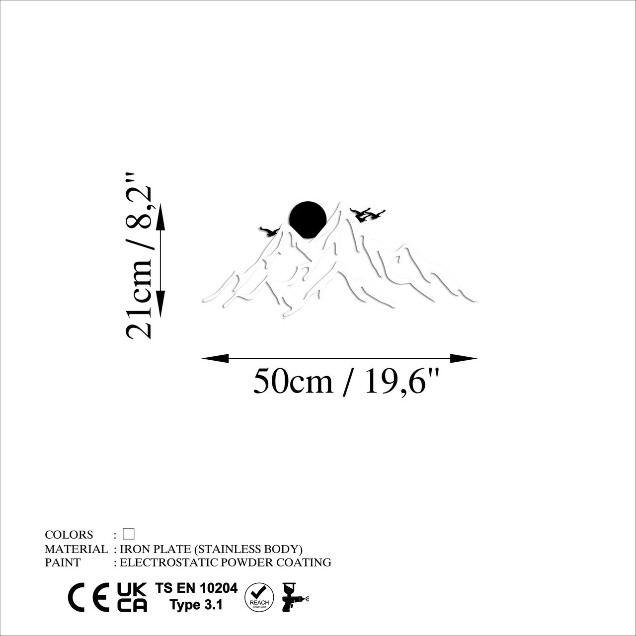 Decoratiune de perete, Full Mount And Mountain, Dimensiune: 50 x 21 cm, Alb/Negru — imaginea 6