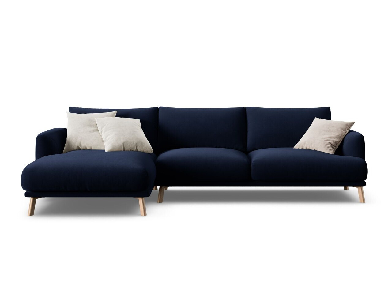 Coltar stanga 4 locuri, Naomi, Micadoni Home, 285x170x75 cm, catifea, albastru regal