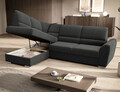 Coltar extensibil stanga 3 locuri ELTAP, LT-04FL, Siber, 270x186x93 cm, lemn/poliester, gri inchis