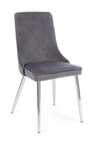 Scaun Corinna, Bizzotto, catifea, 44x55x86 cm, gri 44x55x86
