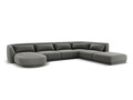 Coltar panoramic dreapta 6 locuri, Tulum, Cosmopolitan Design, 330x255x70 cm, catifea, gri deschis