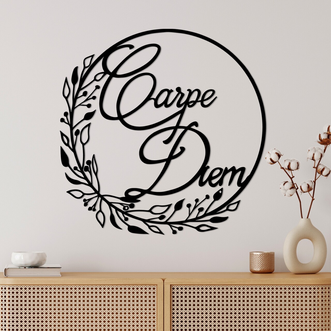 Decoratiune de perete, Carpe Diem 1, Dimensiuni: 56 x 56 cm, Negru