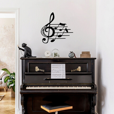 Decoratiune de perete, fast music, metal, dimensiune: 70 x 66 cm, negru