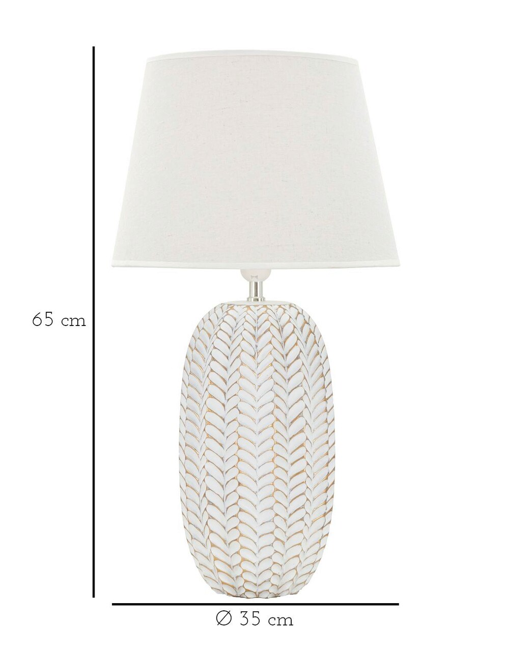 Lampa de masa Leaf, Mauro Ferretti, 1x E27, 40W, 35x65 cm, polirasina/fier/textil, auriu/alb